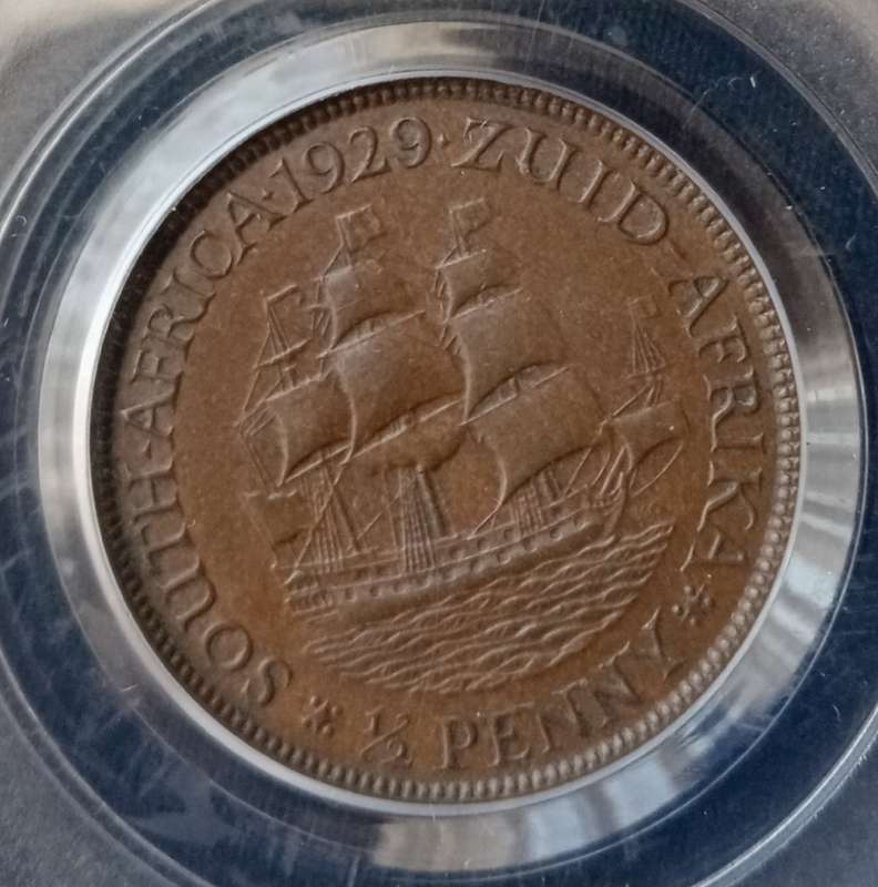 1929 Union 1/2 penny PCGS AU58 (high grade) - Only 6 coins graded higher