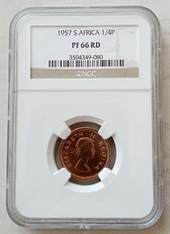 Nice 1957 union proof 1/4 Penny NGC PF66 RD (mintage: 1130)
