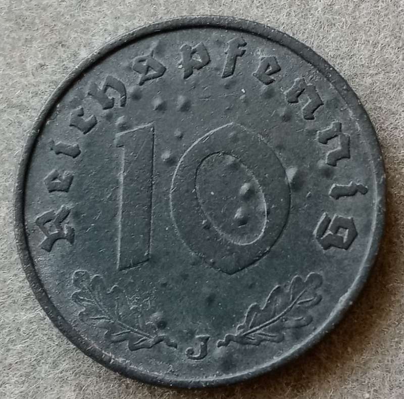 1942 J Germany 10 Reichspfennig (Third Reich)