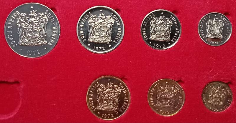 Partial 1972 proof set in red box (50c-1/2c)