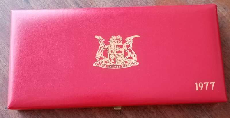 1977 Partial proof set in red box,