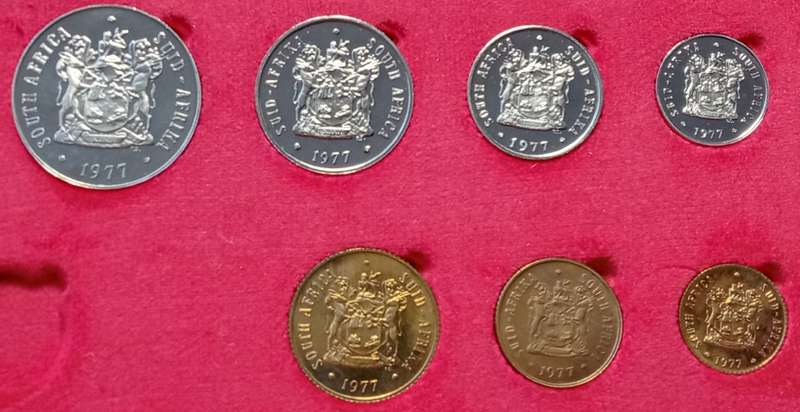 1977 Partial proof set in red box,