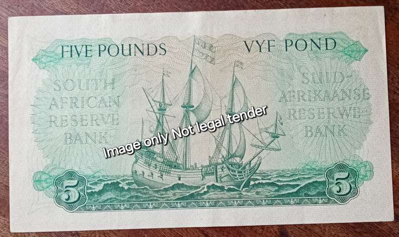 Nice 1957 M.H de Kock 5 Pounds note in VF+
