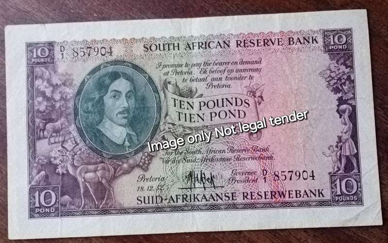 1952 M.H de Kock 10 Pounds note