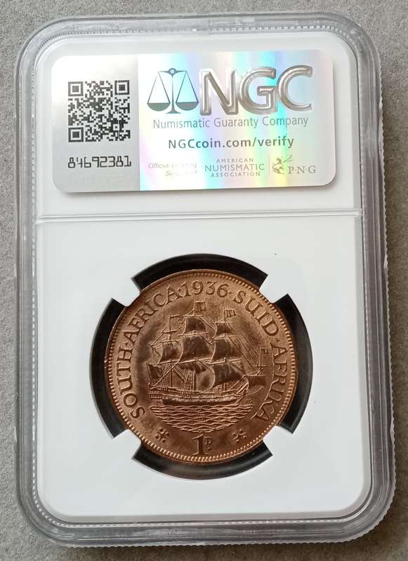 Nice 1936 Union penny NGC MS64 RB (Mint State)