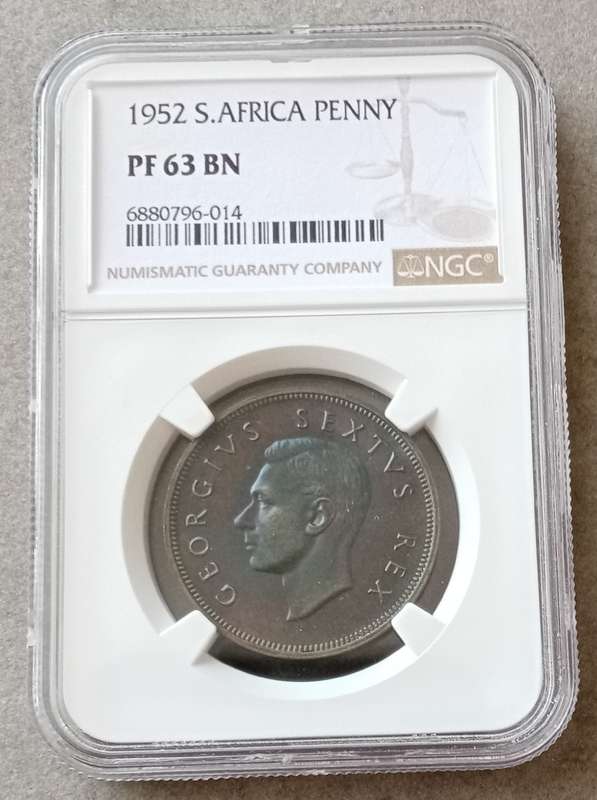1952 Union proof penny NGC PF63 BN (mintage: 15500)