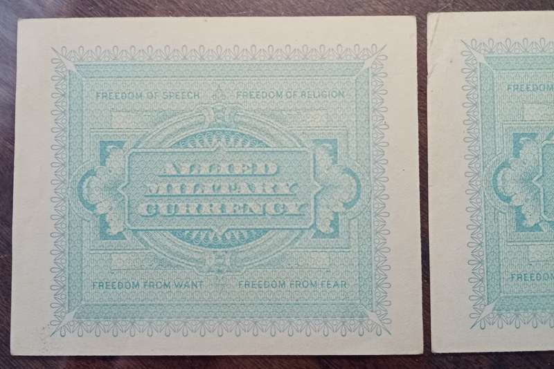 1943 WW2 Italy 2 Lire note set in sequence (Allied Military Currency)