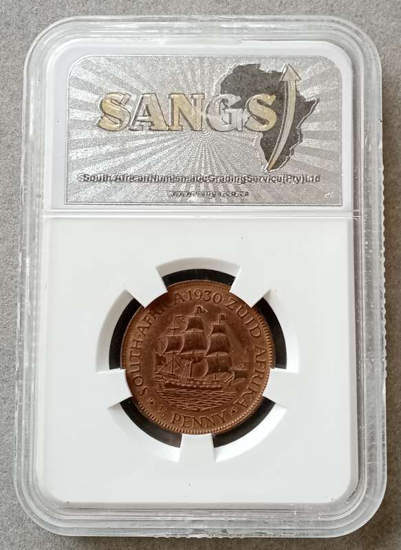 High grade 1930 union 1/2 Penny SANGS AU58 RB