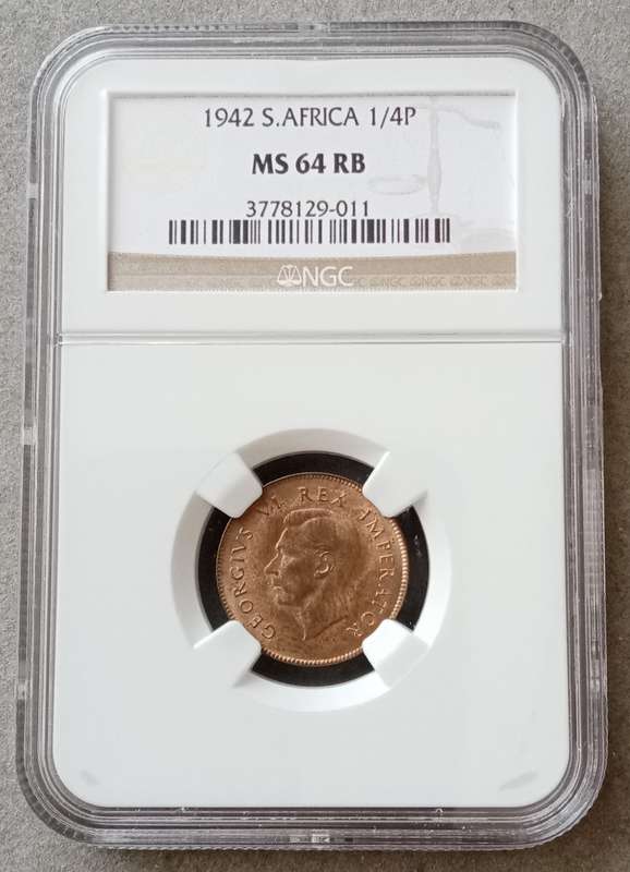 1942 Union 1/4 Penny NGC MS64 RB (2nd highest grade)