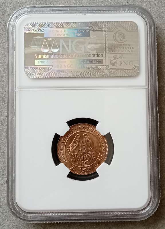 1942 Union 1/4 Penny NGC MS64 RB (2nd highest grade)
