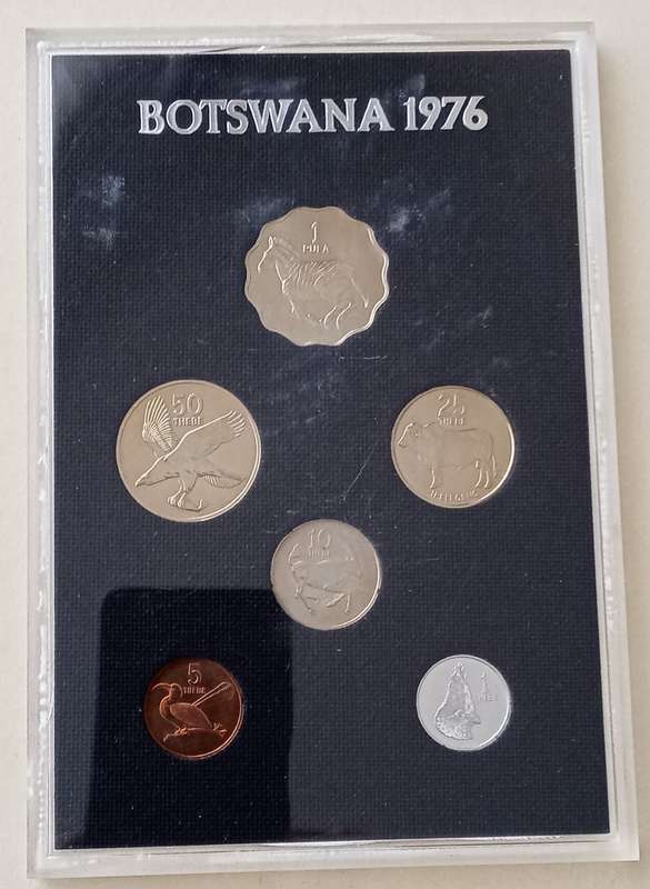 1976 Botswana 1st coinage proof set in perspex case (6 coins)