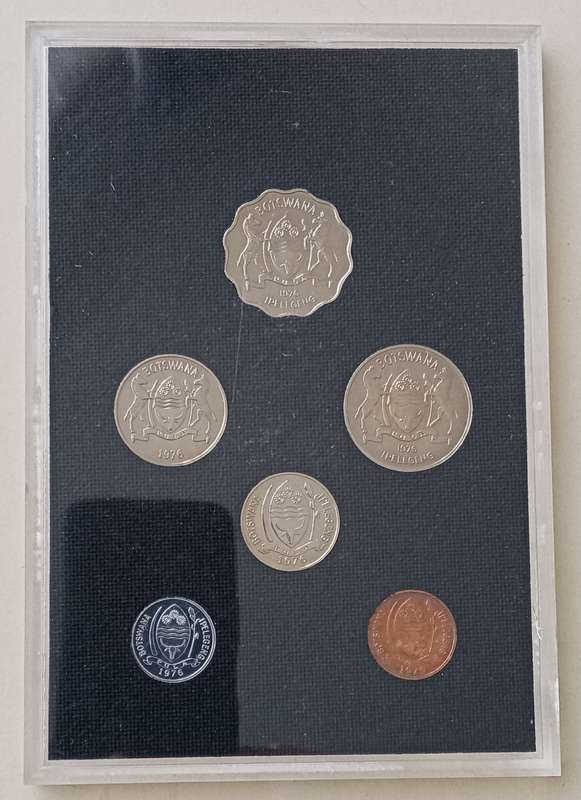 1976 Botswana 1st coinage proof set in perspex case (6 coins)