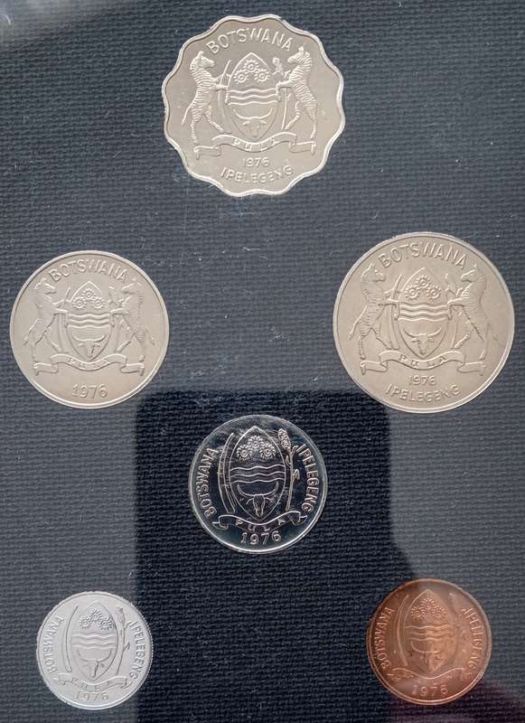 1976 Botswana 1st coinage proof set in perspex case (6 coins)