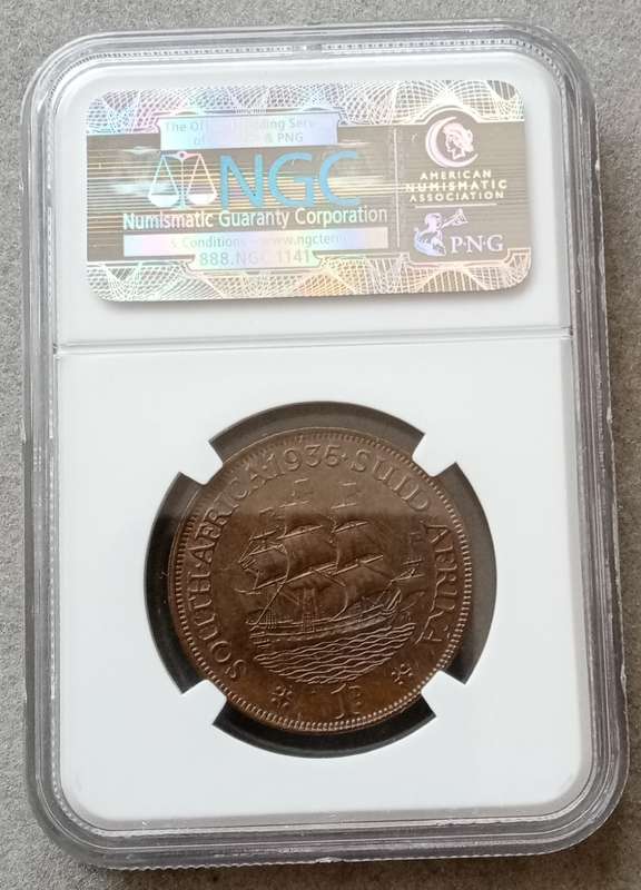 Nice 1935 union penny NGC MS63 BN