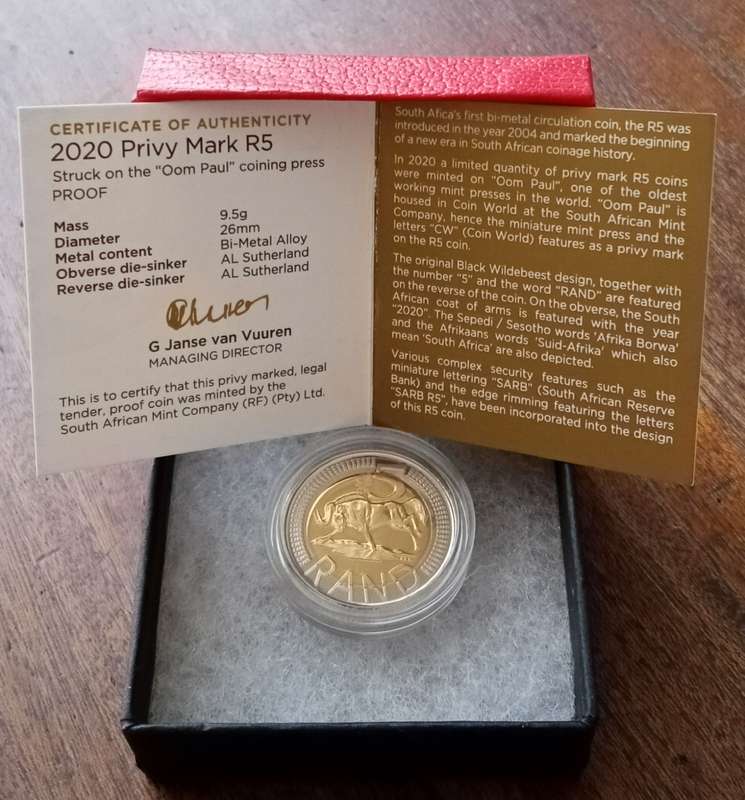 Scarcer 2020 Oom Paul Mintmark proof R5 in box with c.o.a (mintage: 328)
