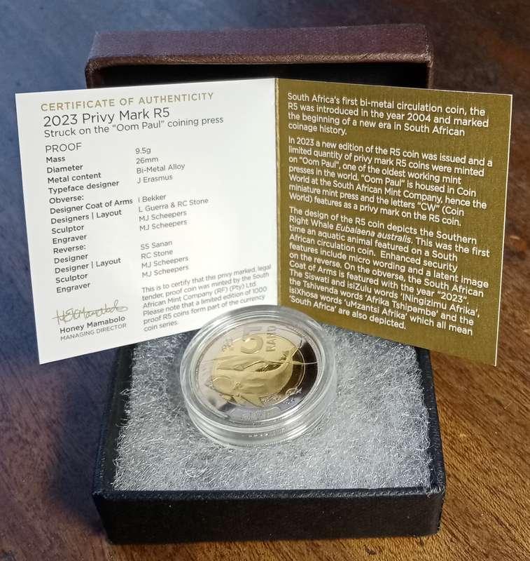 2023 Oom Paul Mintmark proof R5 in box with c.o.a