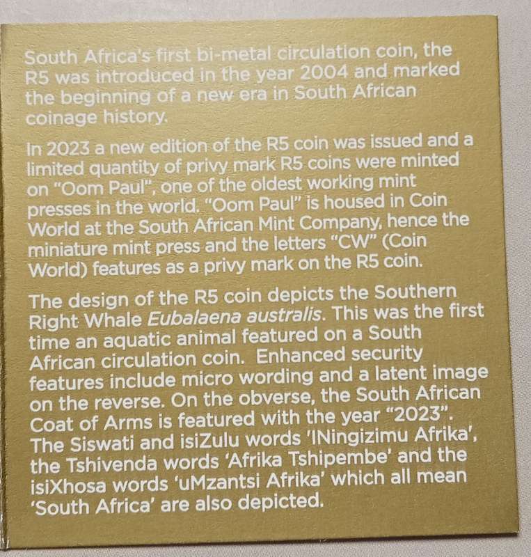 2023 Oom Paul Mintmark proof R5 in box with c.o.a