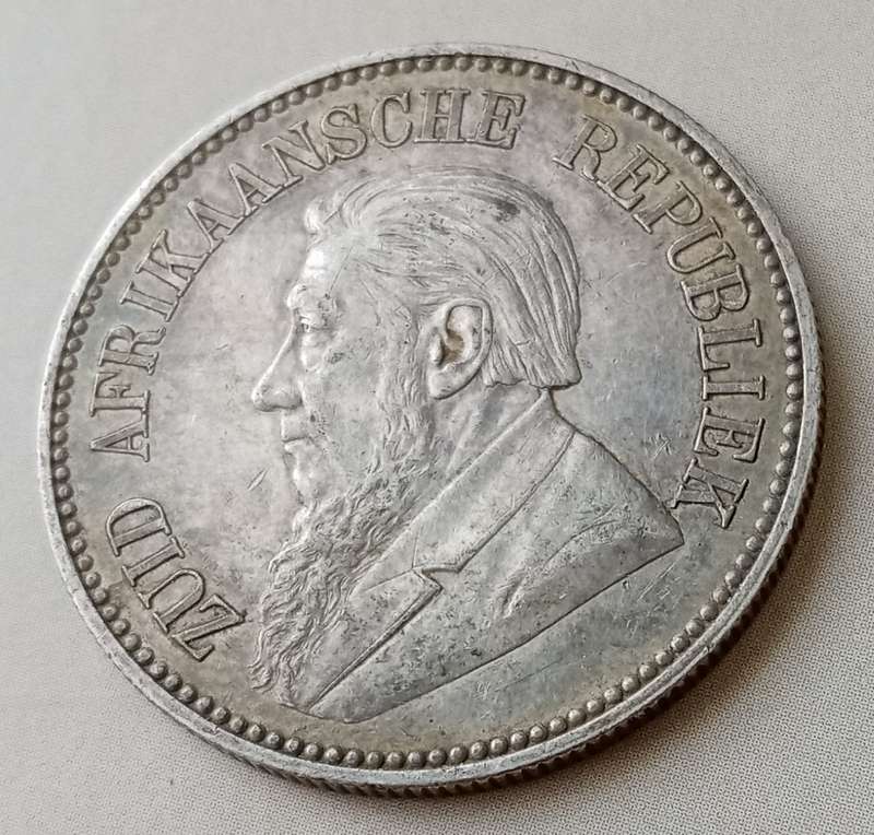 1892 ZAR Kruger silver 2 1/2 Shillings with XF+/AU Details (low mintage)