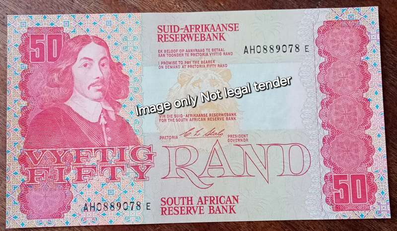 1990 CL Stals R50 note in crisp AU+