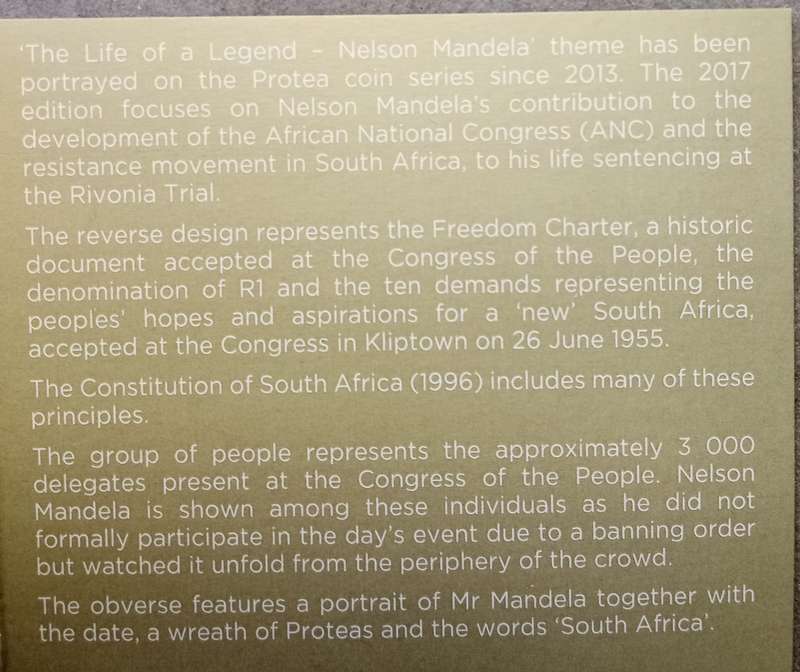 2017 Mandela proof silver R1 in box incl.certificate - Freedom Charter