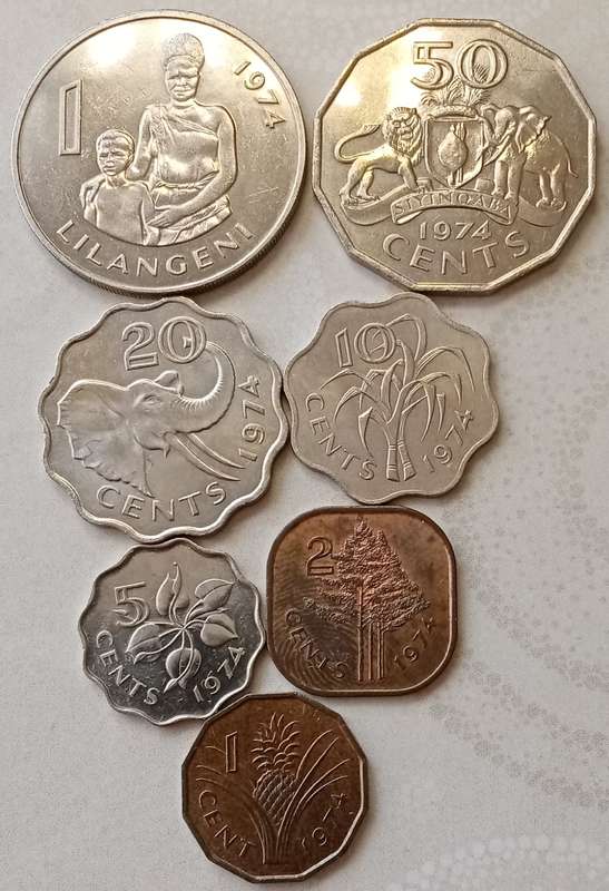 Swaziland 1974 first coinage set (7 coins)