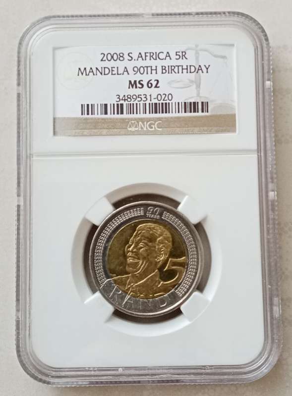 2008 Mandela 90th birthday R5 NGC MS62