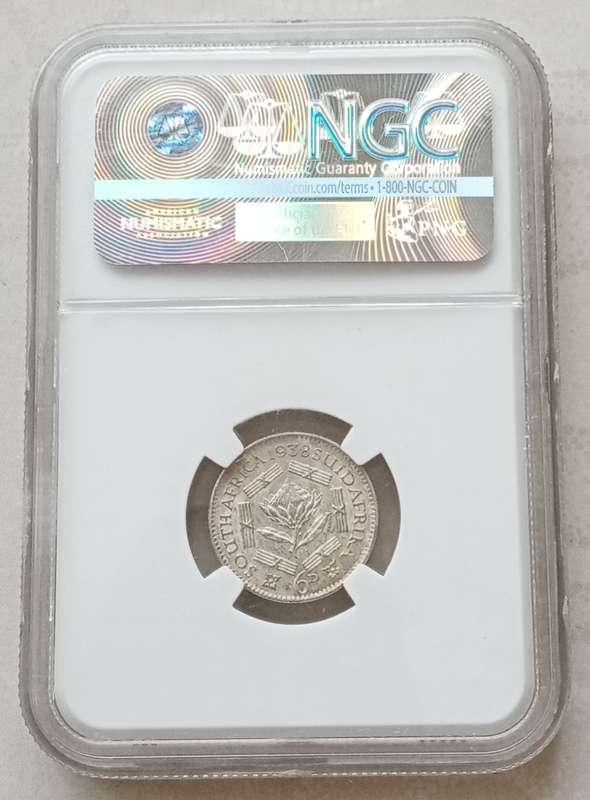 High grade 1938 union silver sixpence NGC AU58
