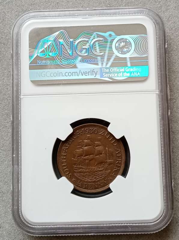 1930 Union 1/2 Penny NGC AU58 BN (High grade)