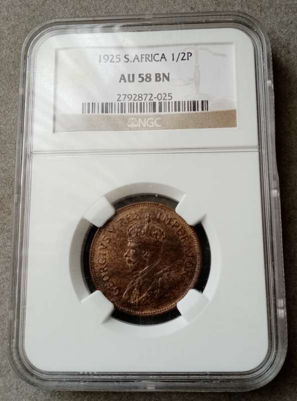 High grade 1925 Union 1/2 Penny NGC AU58 BN (mintage: 69295)