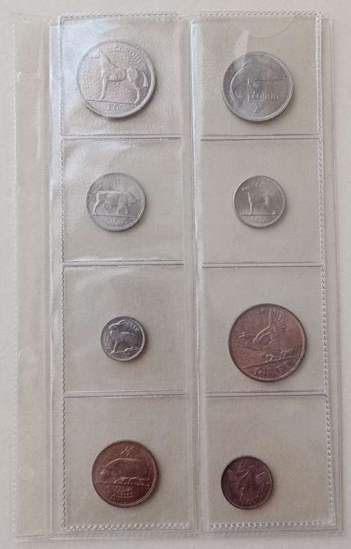 Ireland set of 8 higher grade coins from 2 1/2S-1/4P (Mostly 1964/1965)
