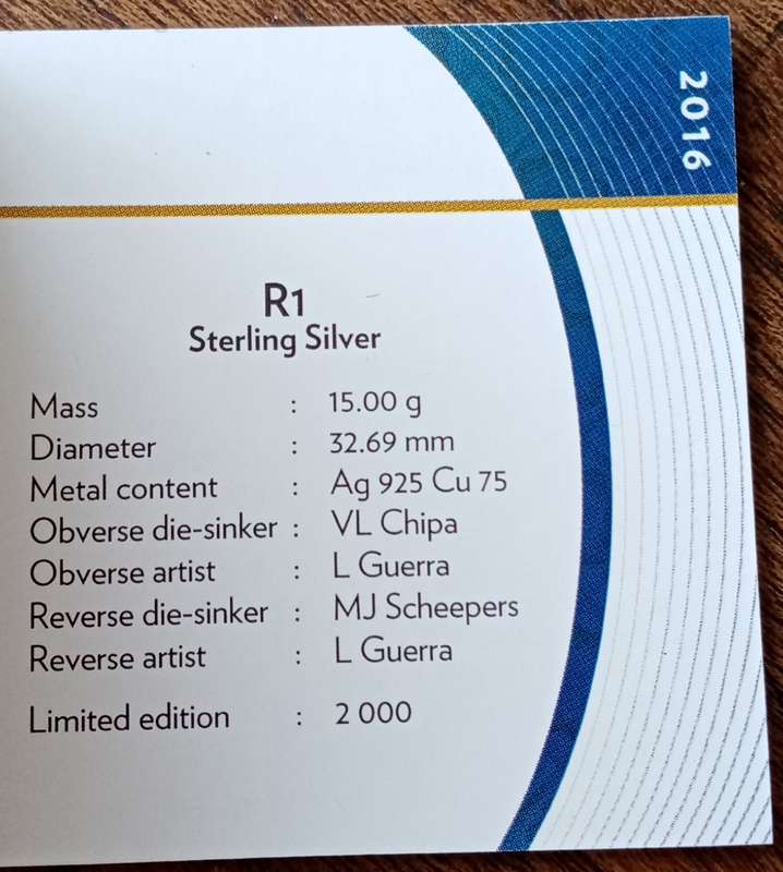 2016 Mandela proof silver R1 in case incl.certificate