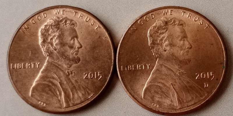2015 Lincoln 1c set of 2 coins (Philadelphia and Denver Mint)