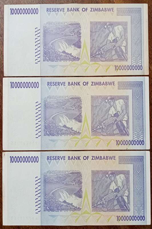 2008 Zimbabwe 10 billion dollars in XF+.