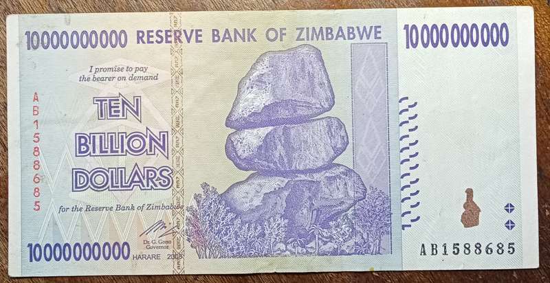 2008 Zimbabwe 10 billion dollars in VF