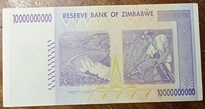 2008 Zimbabwe 10 billion dollars in XF