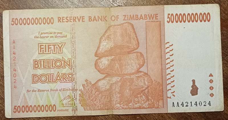 2008 Zimbabwe Fifty Billion dollars.