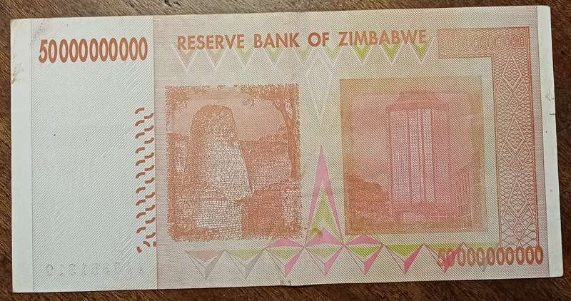 Decent 2008 Zimbabwe Fifty Billion dollars.