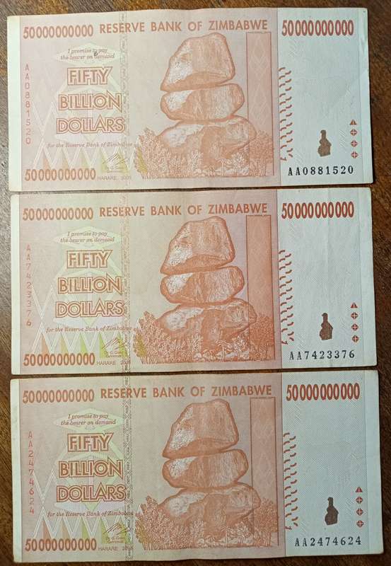 2008 Zimbabwe Fifty Billion dollars notes