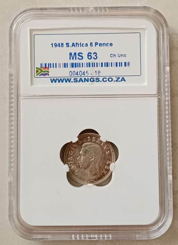 Nice 1948 union silver sixpence SANGS MS63