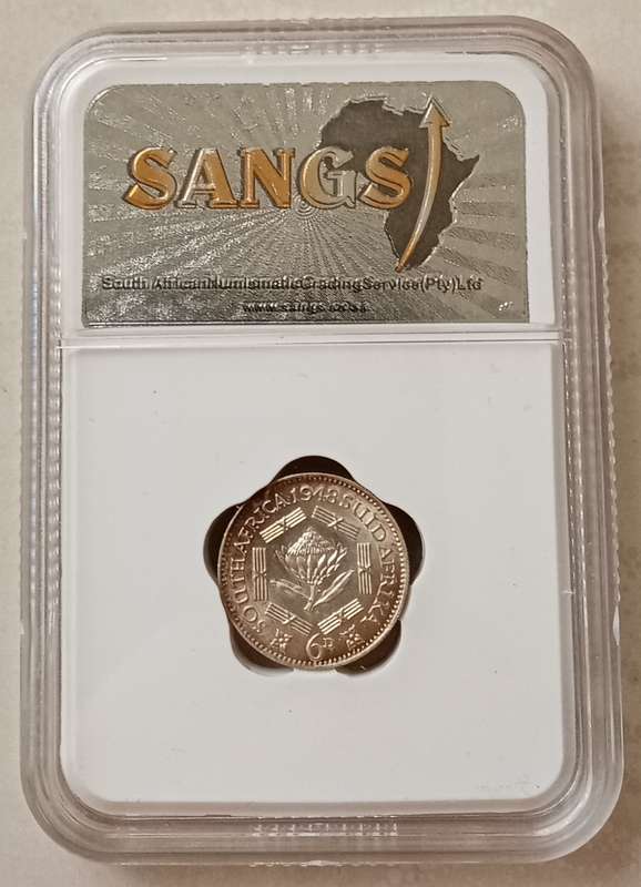 Nice 1948 union silver sixpence SANGS MS63
