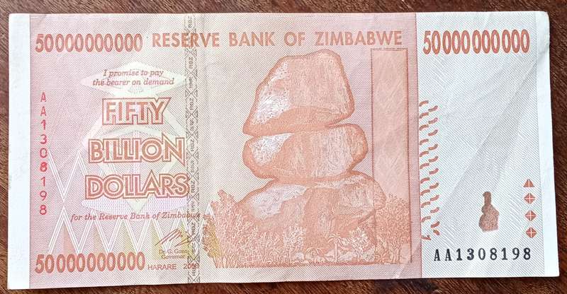 Decent 2008 Zimbabwe 50 Billion dollars note