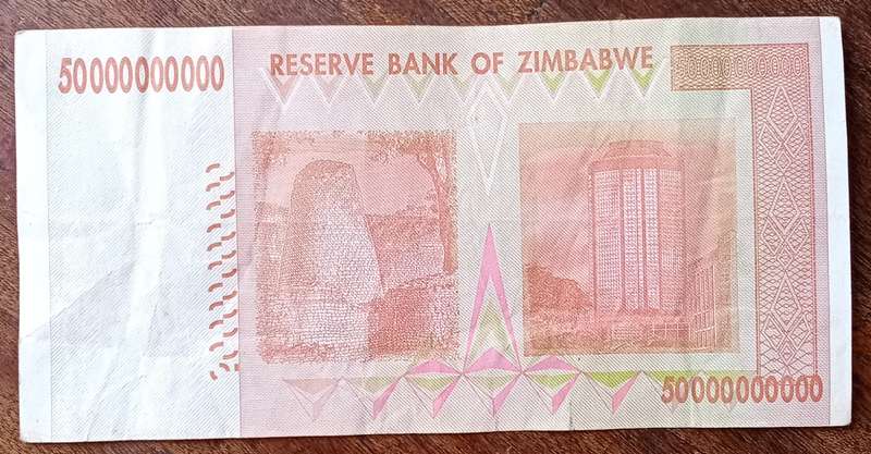 2008 Reserve Bank of Zimbabwe 50 Billion dollars.