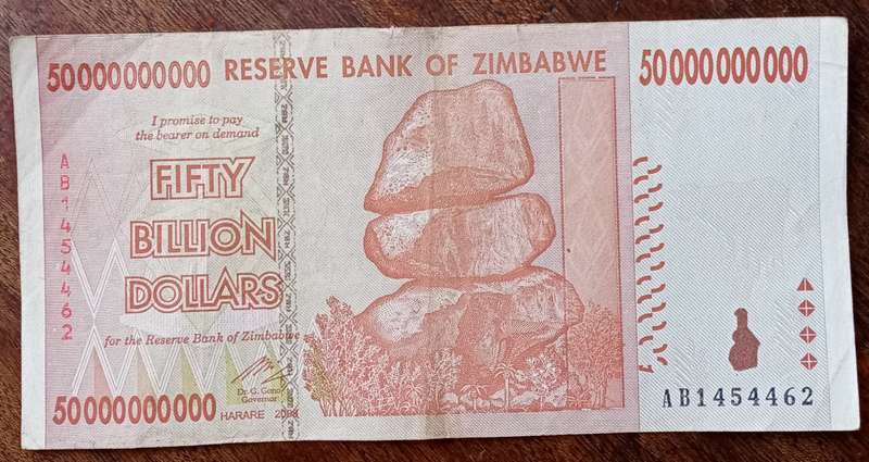 2008 Reserve Bank of Zimbabwe 50 Billion dollars note