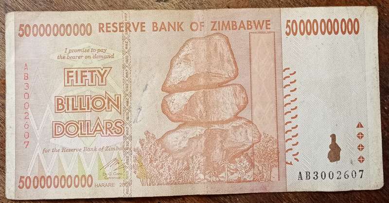 Zimbabwe 2008 Fifty Billion dollars.