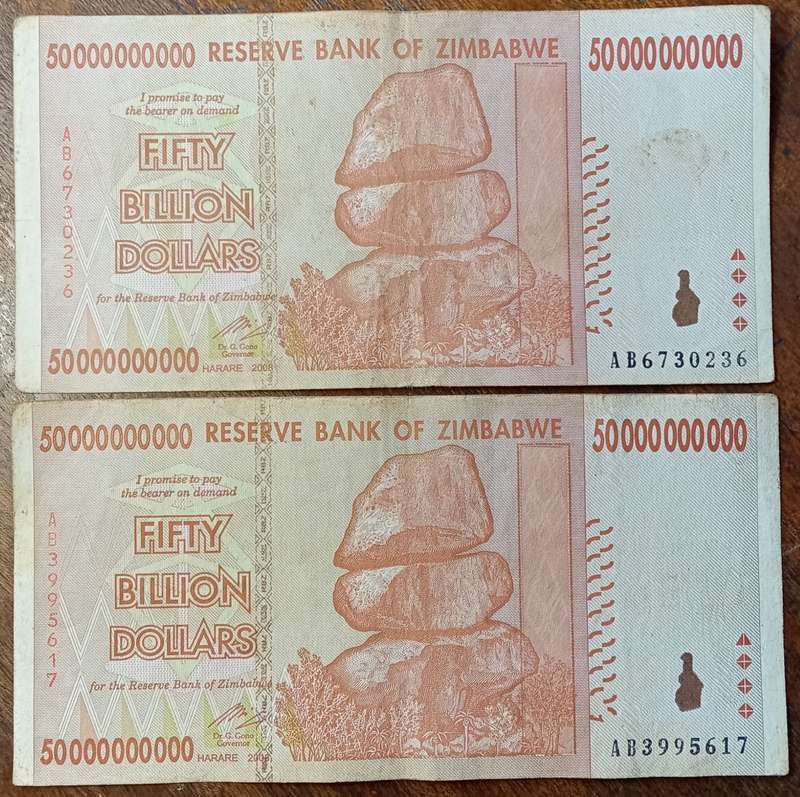 Zimbabwe 2008 Fifty Billion dollars note