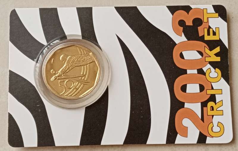 2003 S.A Mint prooflike cricket 50c in card (low mintage).