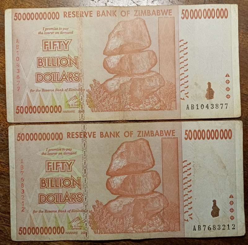 Zimbabwe 2008 Fifty Billion dollars notes