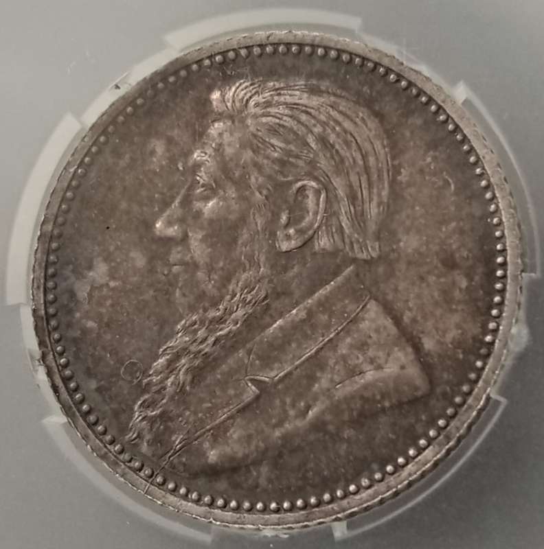 1893 ZAR Kruger silver sixpence SANGS AU55 (lower mintage)