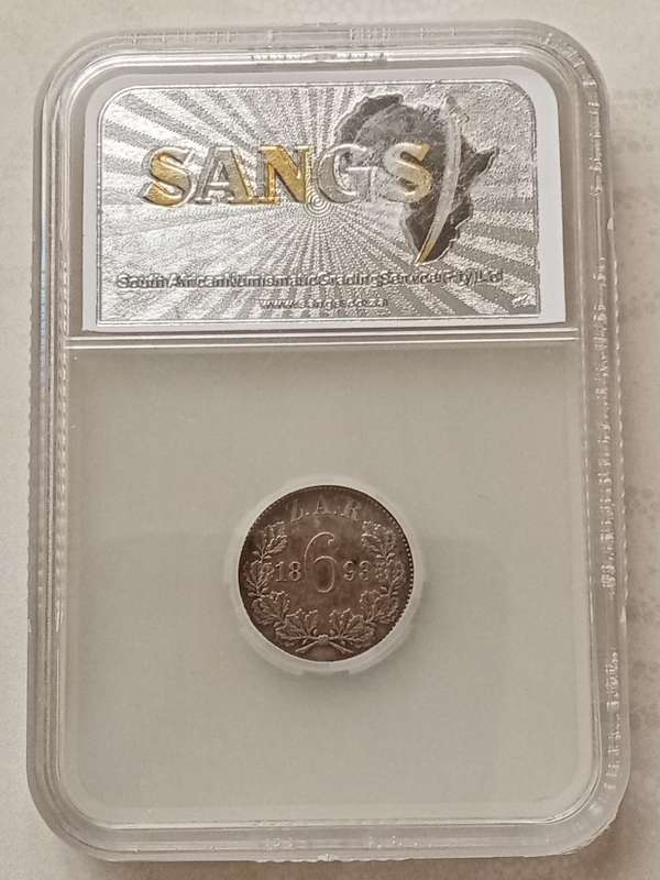 1893 ZAR Kruger silver sixpence SANGS AU55 (lower mintage)
