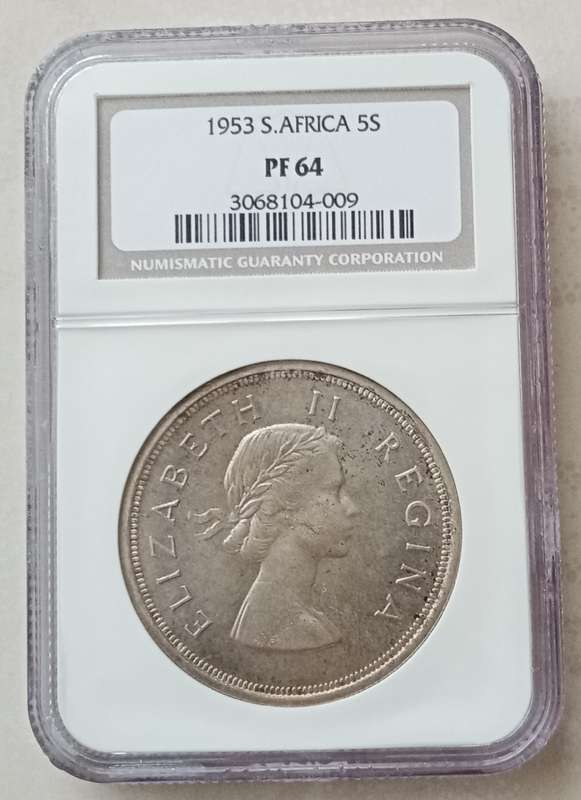 1953 Union proof 5 Shillings NGC PF64 (mintage: 5000)
